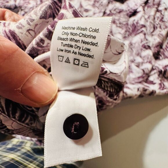 COLDWATER CREEK Women’s Plus 2X Purple Floral Cotton Blend Shirt Blouse No iron - Picture 6 of 10